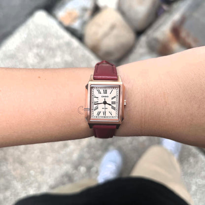 Casio Women's Watch LTP-B190RGL-4B Mineral Glass Rose gold Case Classic Design Genuine Leather Band Battery Life: 3 Years