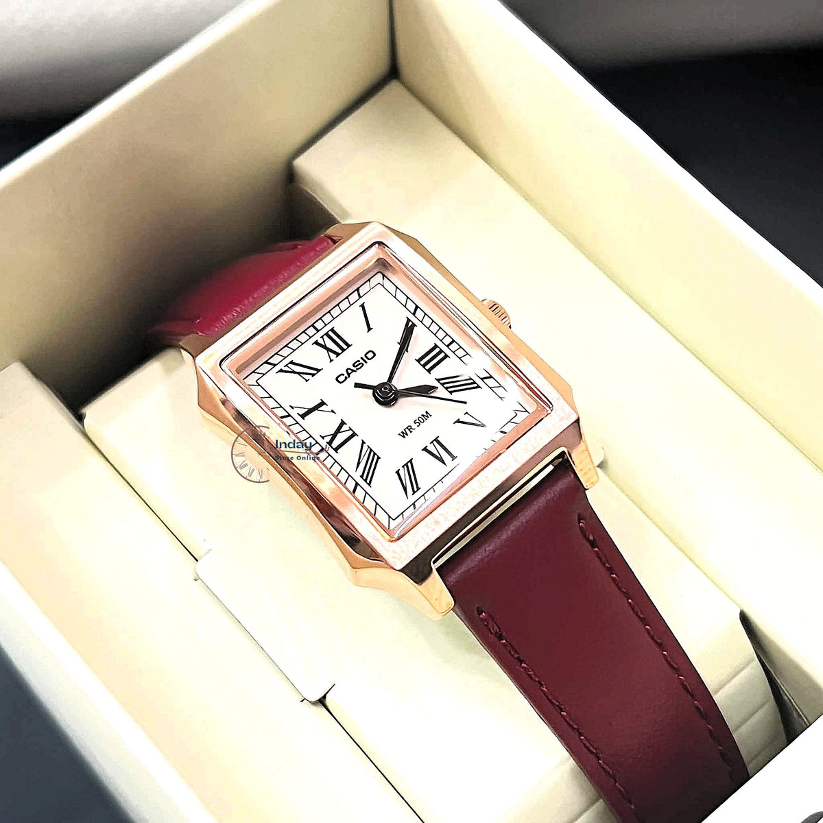 Casio Women's Watch LTP-B190RGL-4B Mineral Glass Rose gold Case Classic Design Genuine Leather Band Battery Life: 3 Years