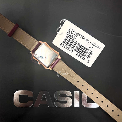 Casio Women's Watch LTP-B190RGL-4B Mineral Glass Rose gold Case Classic Design Genuine Leather Band Battery Life: 3 Years