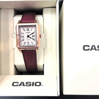 Casio Women's Watch LTP-B190RGL-4B Mineral Glass Rose gold Case Classic Design Genuine Leather Band Battery Life: 3 Years