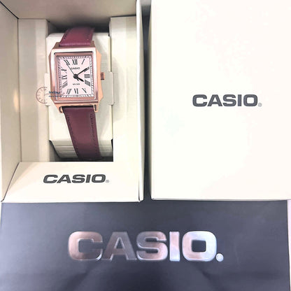 Casio Women's Watch LTP-B190RGL-4B Mineral Glass Rose gold Case Classic Design Genuine Leather Band Battery Life: 3 Years
