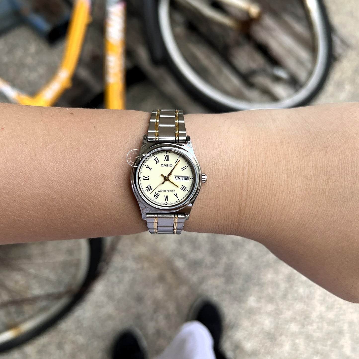 Casio Standard Women's Watch LTP-V006SG-9B Two Tone Stainless Strap Mineral Glass