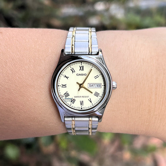 Casio Standard Women's Watch LTP-V006SG-9B Two Tone Stainless Strap Mineral Glass
