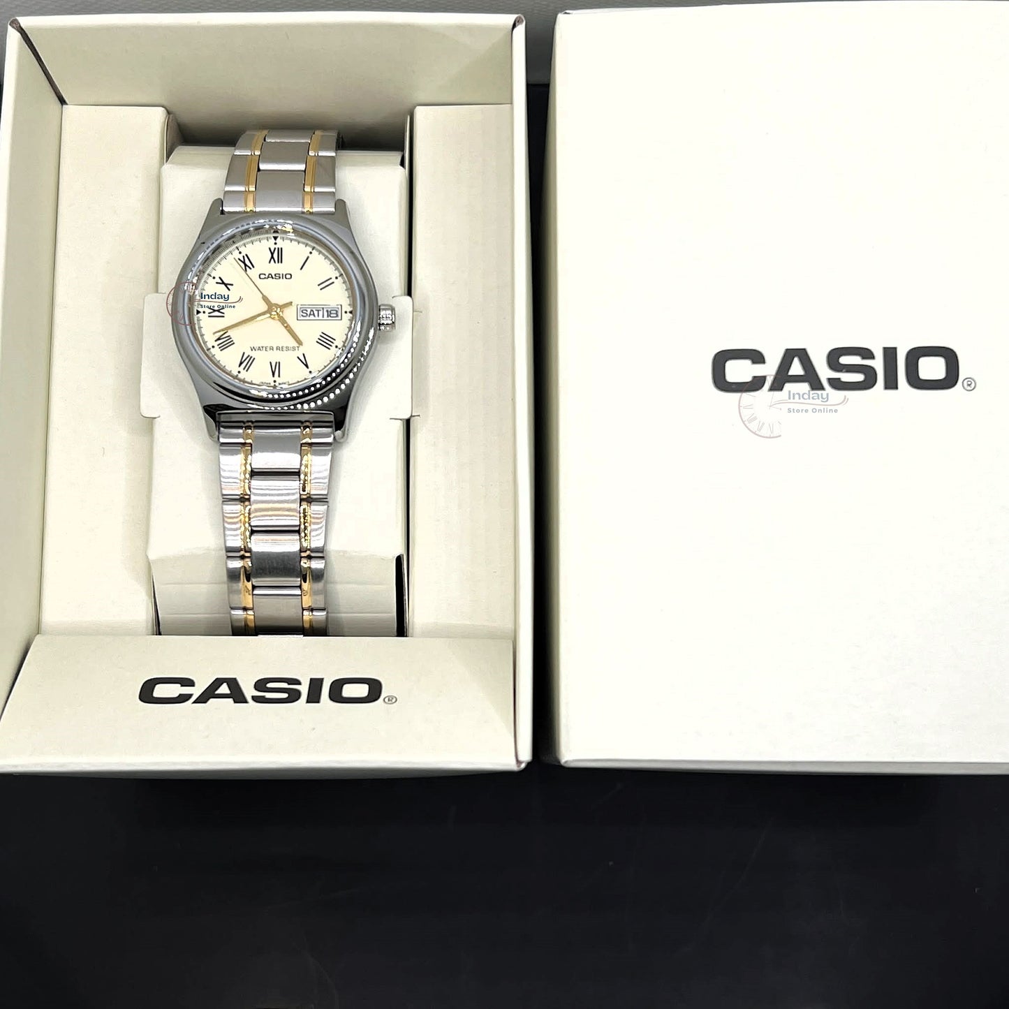 Casio Standard Women's Watch LTP-V006SG-9B Two Tone Stainless Strap Mineral Glass