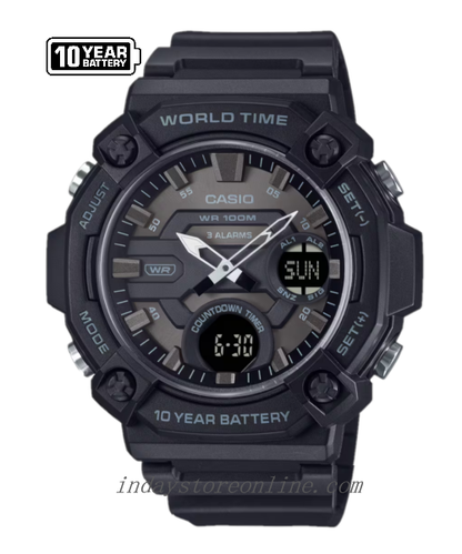 Casio Analog-Digital Men's Watch AEQ-120W-1B Resin Glass Resin Band Battery Life: 10 Years