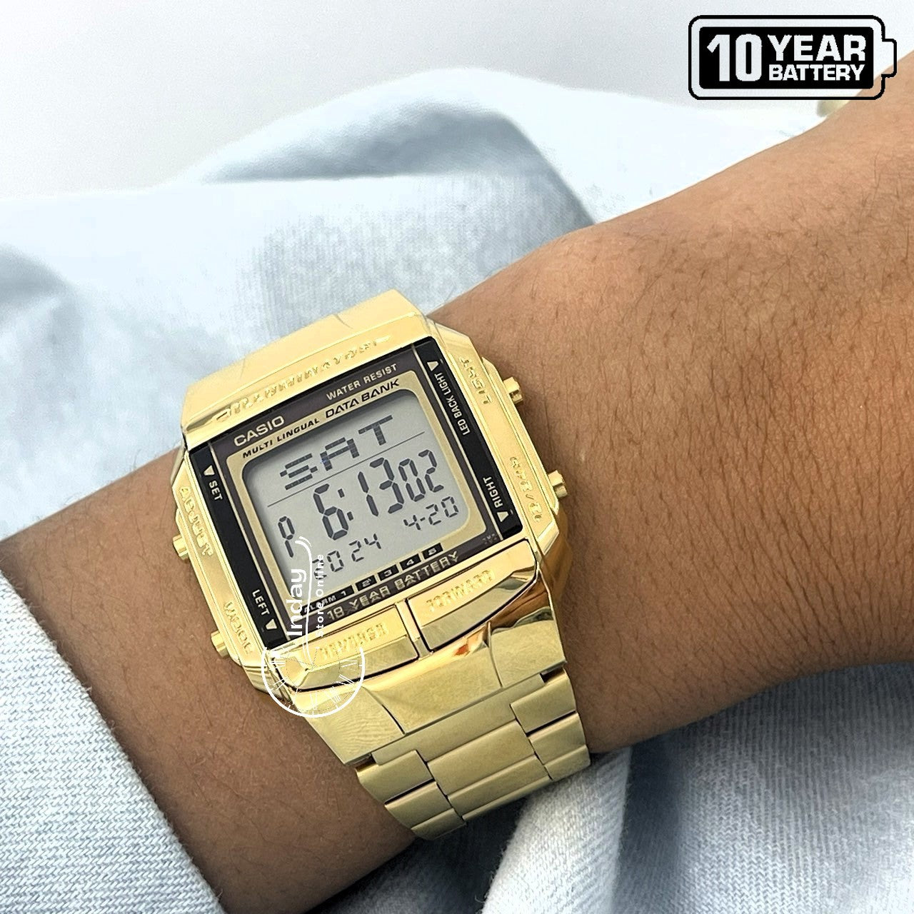 Casio Vintage Unisex Watch DB-360G-9A Gold Plated Stainless Steel Self-adjustable Band
