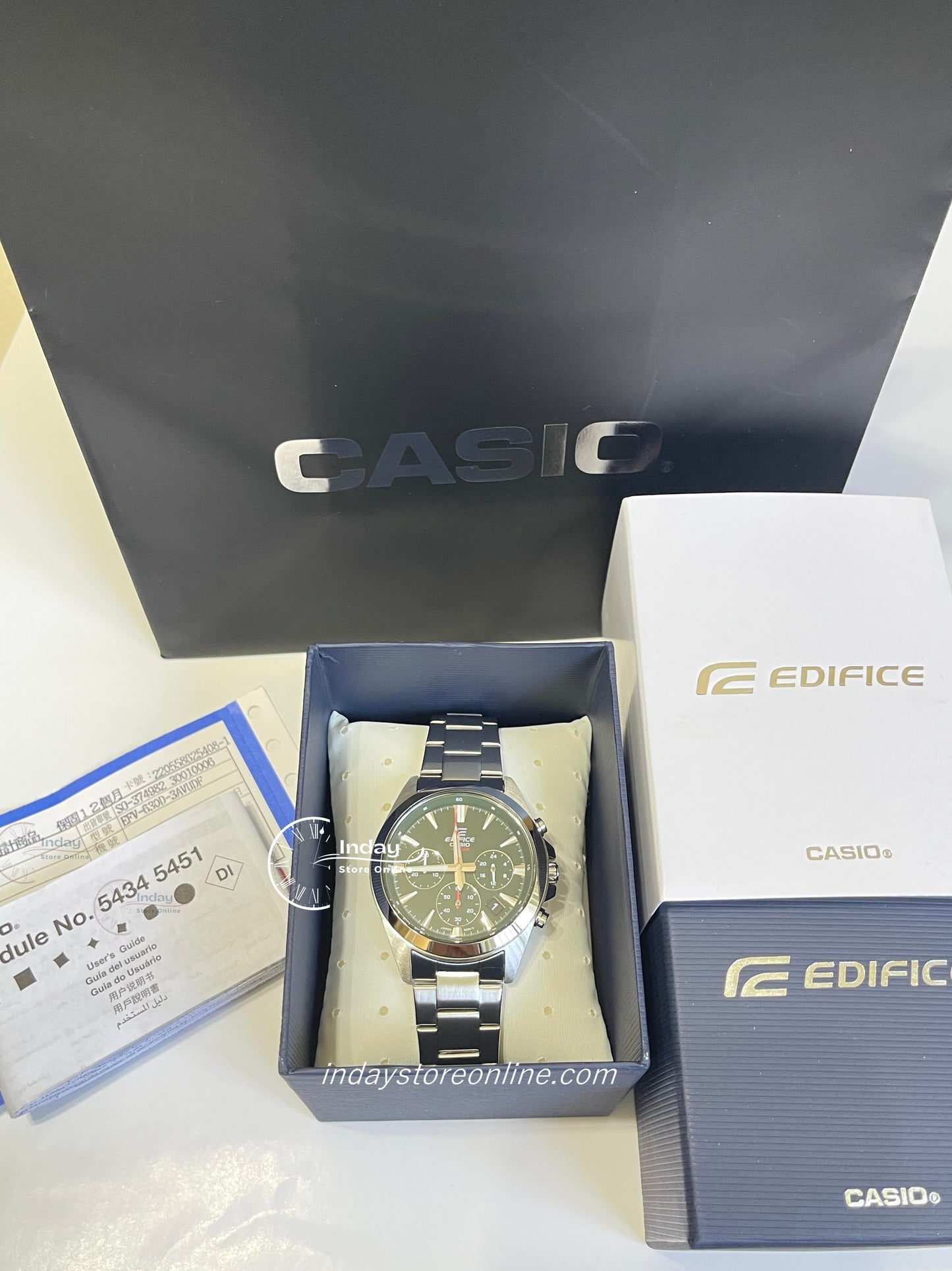 Casio Edifice Men's Watch EFV-630D-3A Standard Chronograph Stainless Steel Band