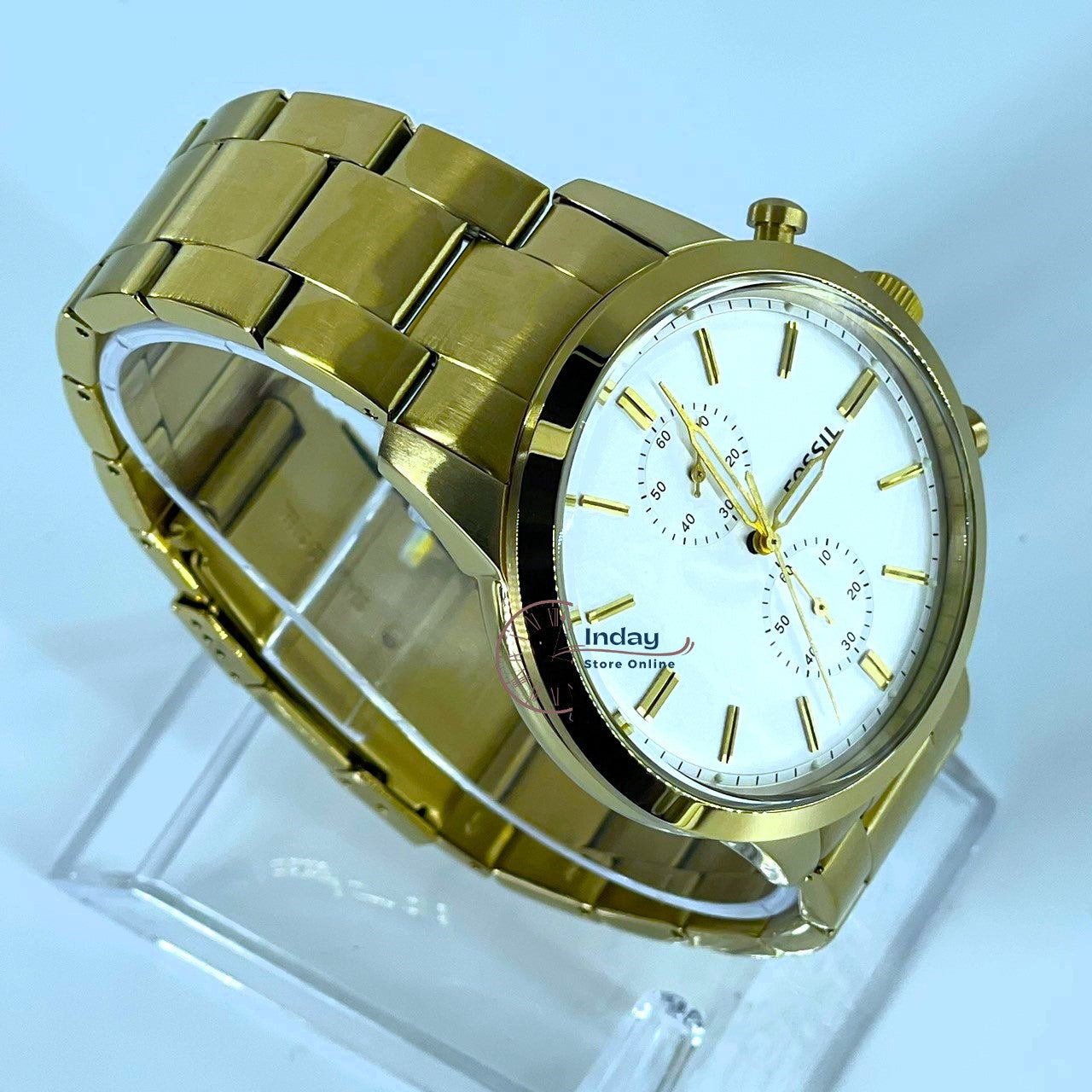 Fossil Men s Watch FS5348 Yellow Gold tone Stainless Steel Band indaystoreonline