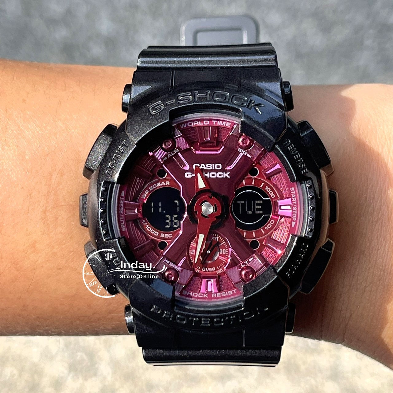 Casio G-Shock Women's Watch GMA-S120RB-1A Analog-Digital Shock Resistant Carbon Core Guard Structure