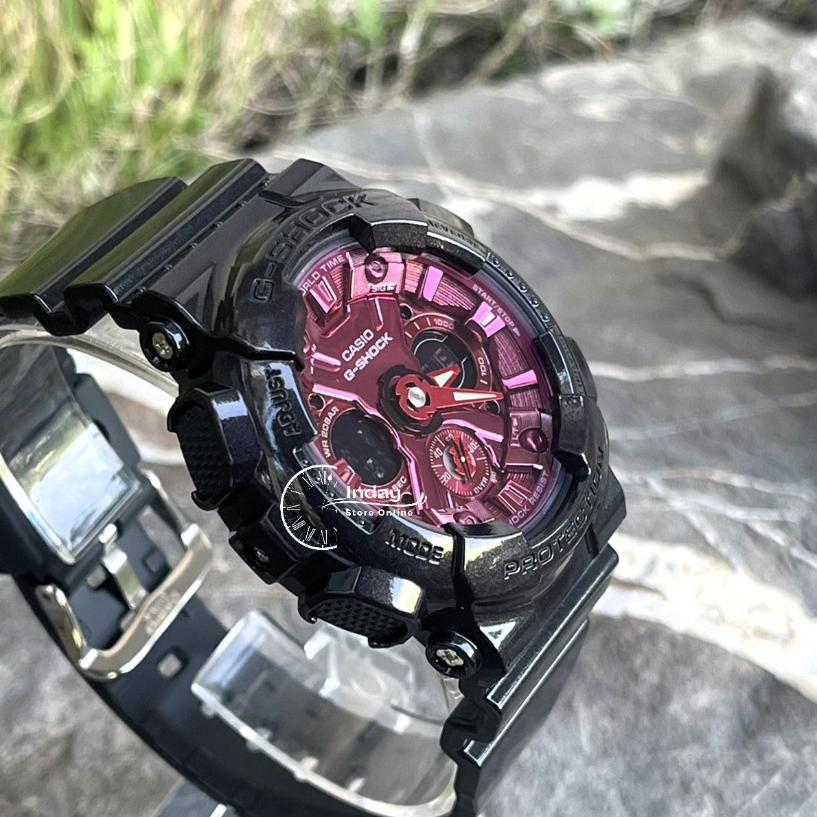 Casio G-Shock Women's Watch GMA-S120RB-1A Analog-Digital Shock Resistant Carbon Core Guard Structure