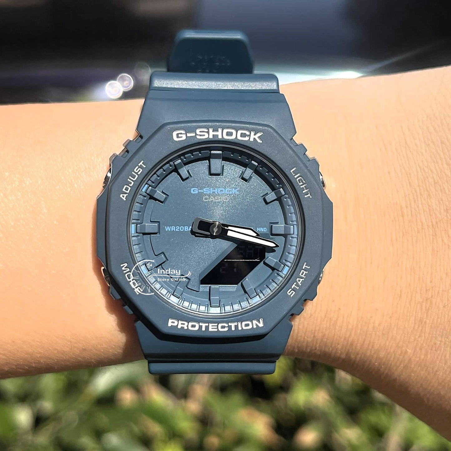 Casio G-Shock Women's Watch GMA-P2100BA-2A Mineral Glass Resin band Shock Resistant Marine Blue Battery Life: 3 Years