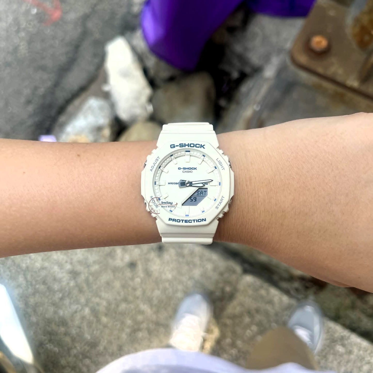 Casio G-Shock Women's Watch GMA-P2100BA-7A Mineral Glass Resin band Shock Resistant Ivory White Battery Life: 3 Years