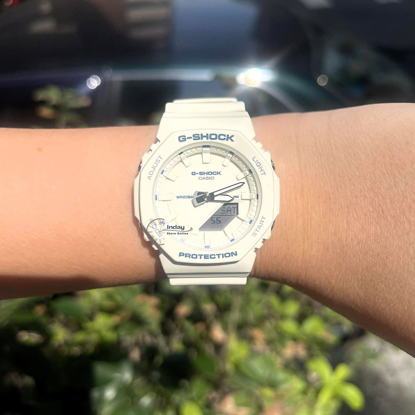 Casio G-Shock Women's Watch GMA-P2100BA-7A Mineral Glass Resin band Shock Resistant Ivory White Battery Life: 3 Years