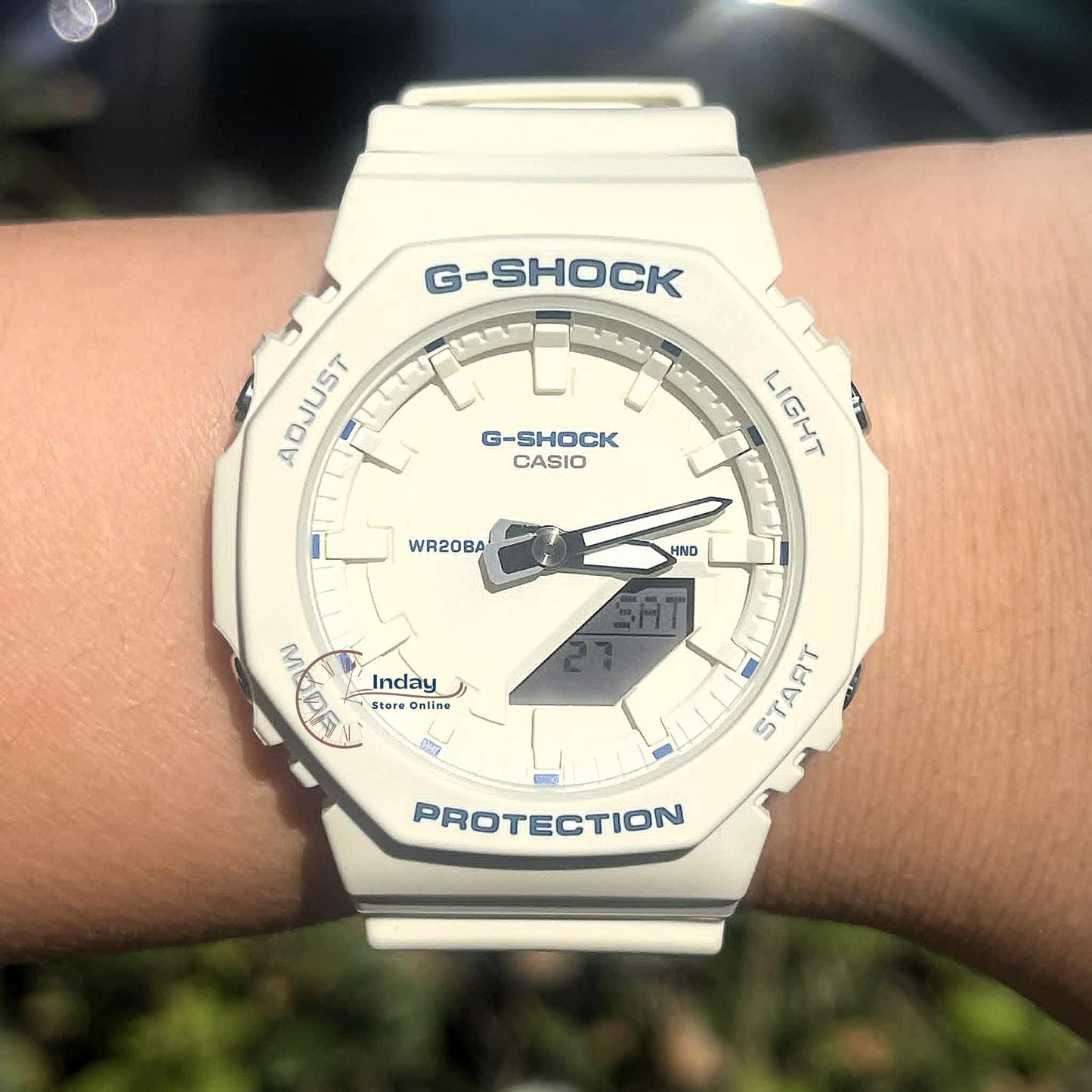 Casio G-Shock Women's Watch GMA-P2100BA-7A Mineral Glass Resin band Shock Resistant Ivory White Battery Life: 3 Years