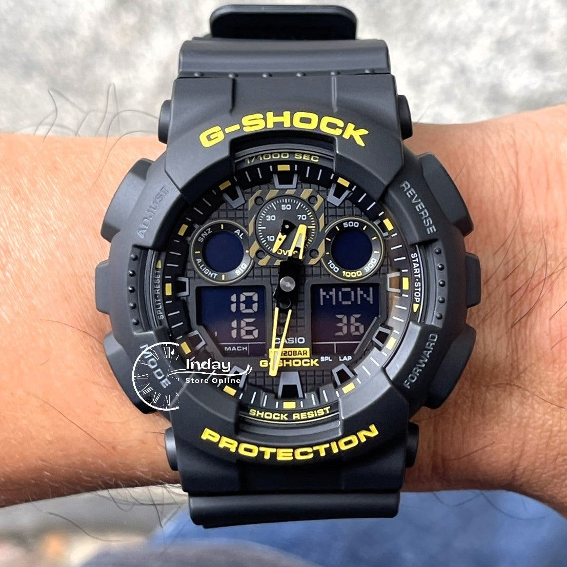 Casio G-Shock Men's Watch GA-100CY-1A Black Color Analog-Digital GA-100 Series Shock Resistant Magnetic Resistant Mineral Glass