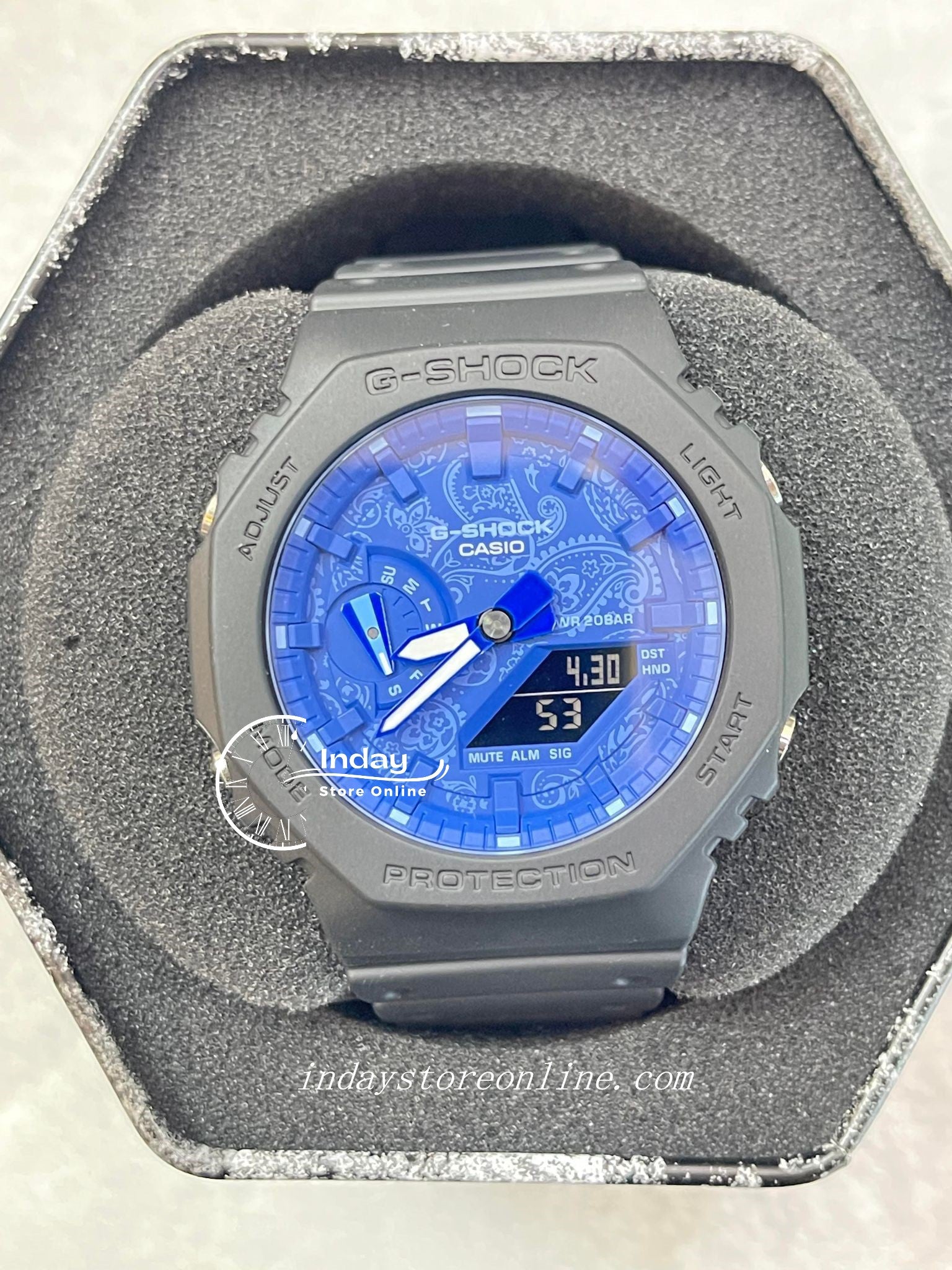 Casio G-Shock Men's Watch GA-2100BP-1A Analog-Digital GA-2100 Series Carbon  Core Guard structure Paisley Blue Series