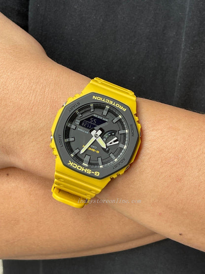 Casio G-Shock Men's Watch GA-2110SU-9A Analog-Digital GA-2100 Series Cool Matte Yellow Color Carbon Core Guard structure