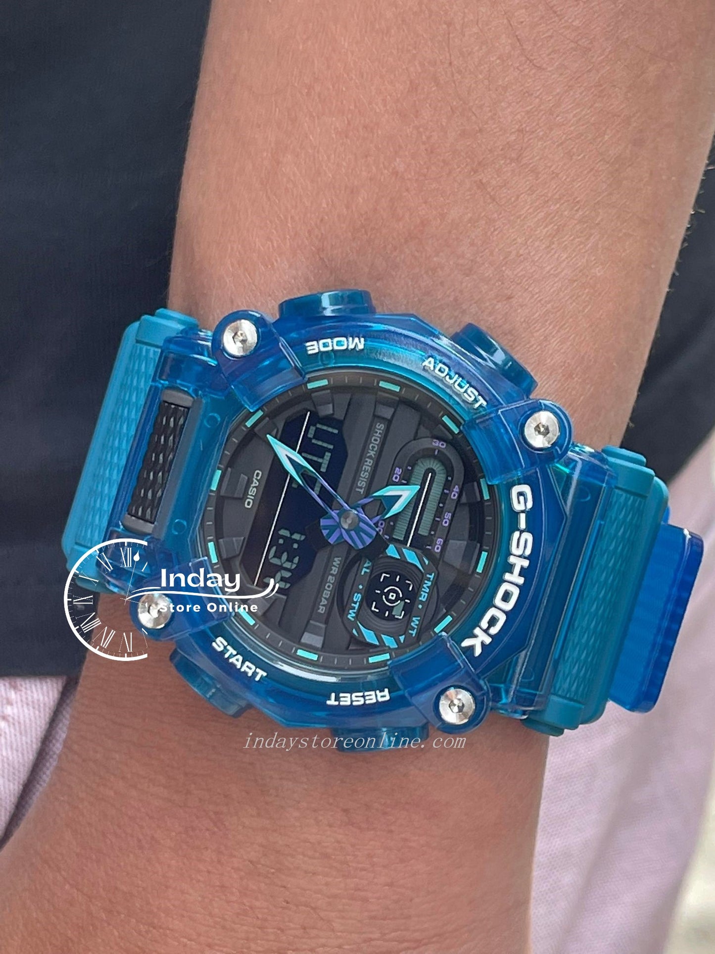 Casio G-Shock Men's Watch GA-900SKL-2A Analog-Digital Sound Wave Series Sporty Design Transparent Color