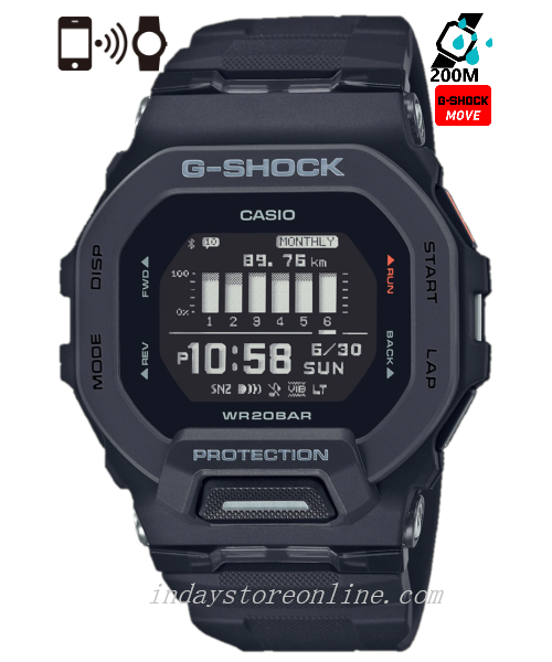 Casio G-Shock Men's Watch GBD-200-1 G-Squad GBD-200 Series Shock Resistant Mobile link (Automatic connection, wireless linking using Bluetooth®)