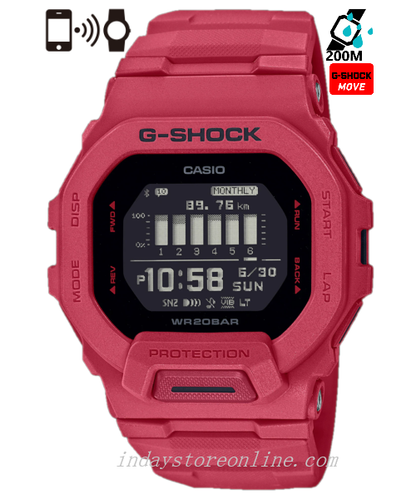 Casio G-Shock Men's Watch GBD-200RD-4 Digital G-Squad Red Out Sports Edition Great for Runner Mobile link (Automatic connection, wireless linking using Bluetooth®) s