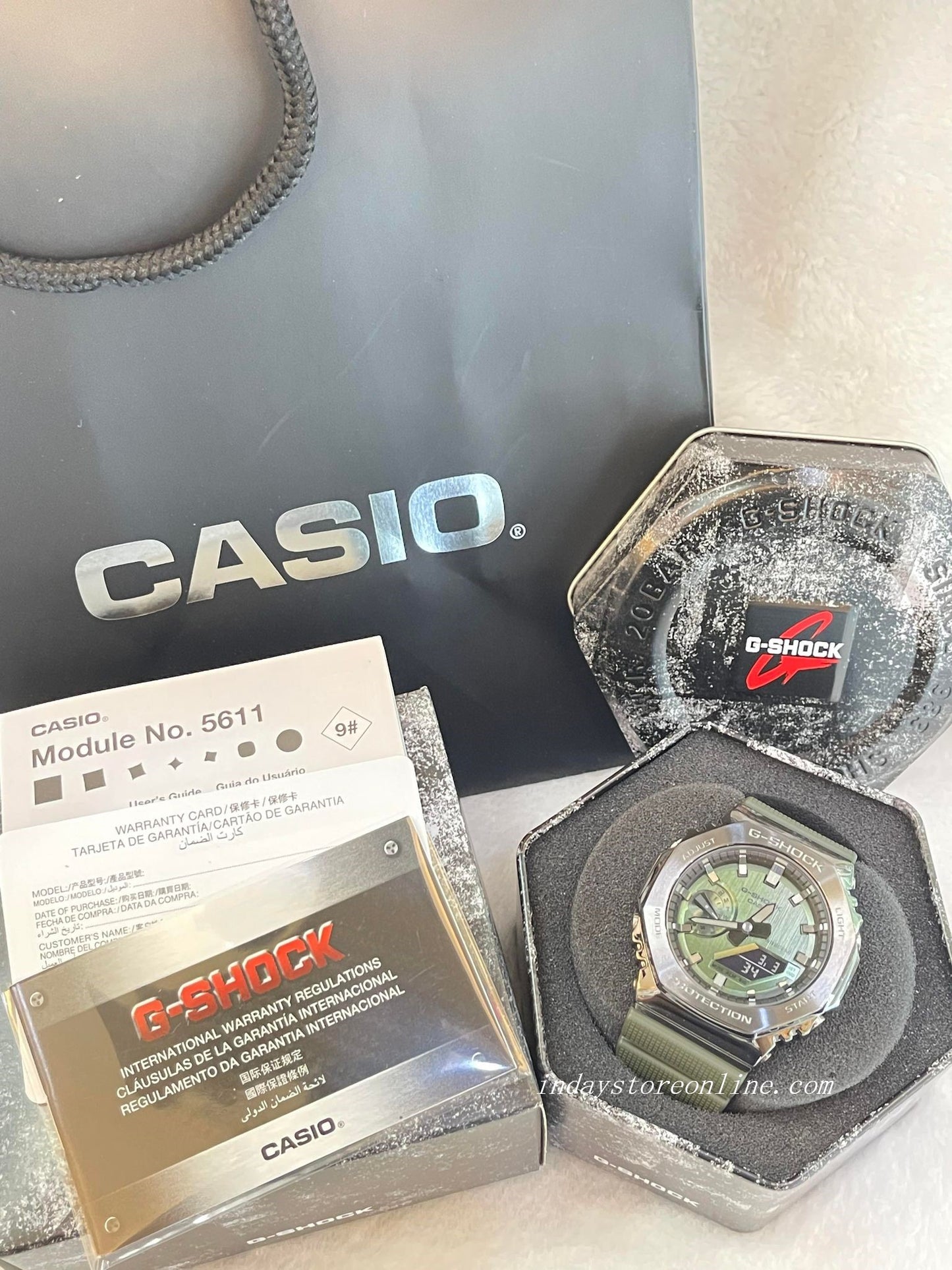 Casio G-Shock Men's Watch GM-2100B-3A Analog-Digital GM-2100 Series Resin Band Neobrite Shock Resistant Mineral Glass Gray ion Plated Bezel