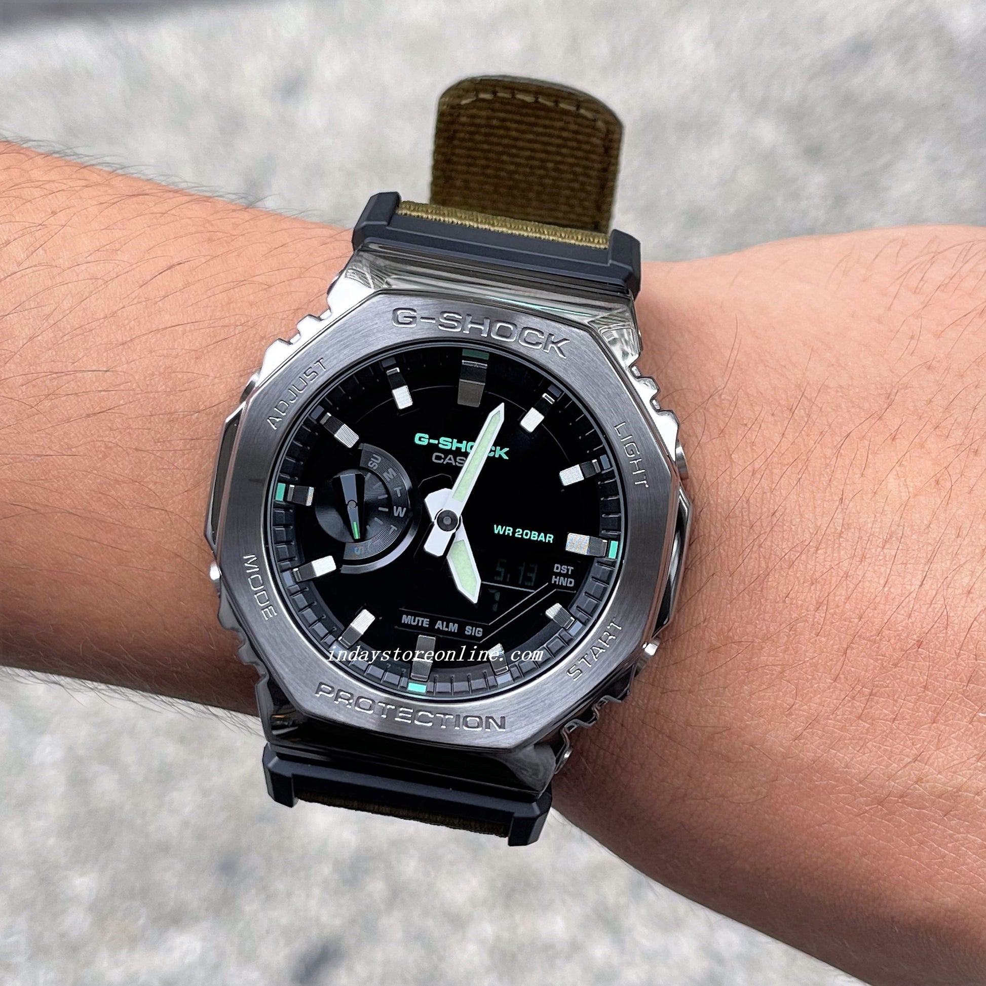 Casio G-Shock Men's Watch GM-2100CB-3A Analog-Digital Cloth Band Shock –  indaystoreonline