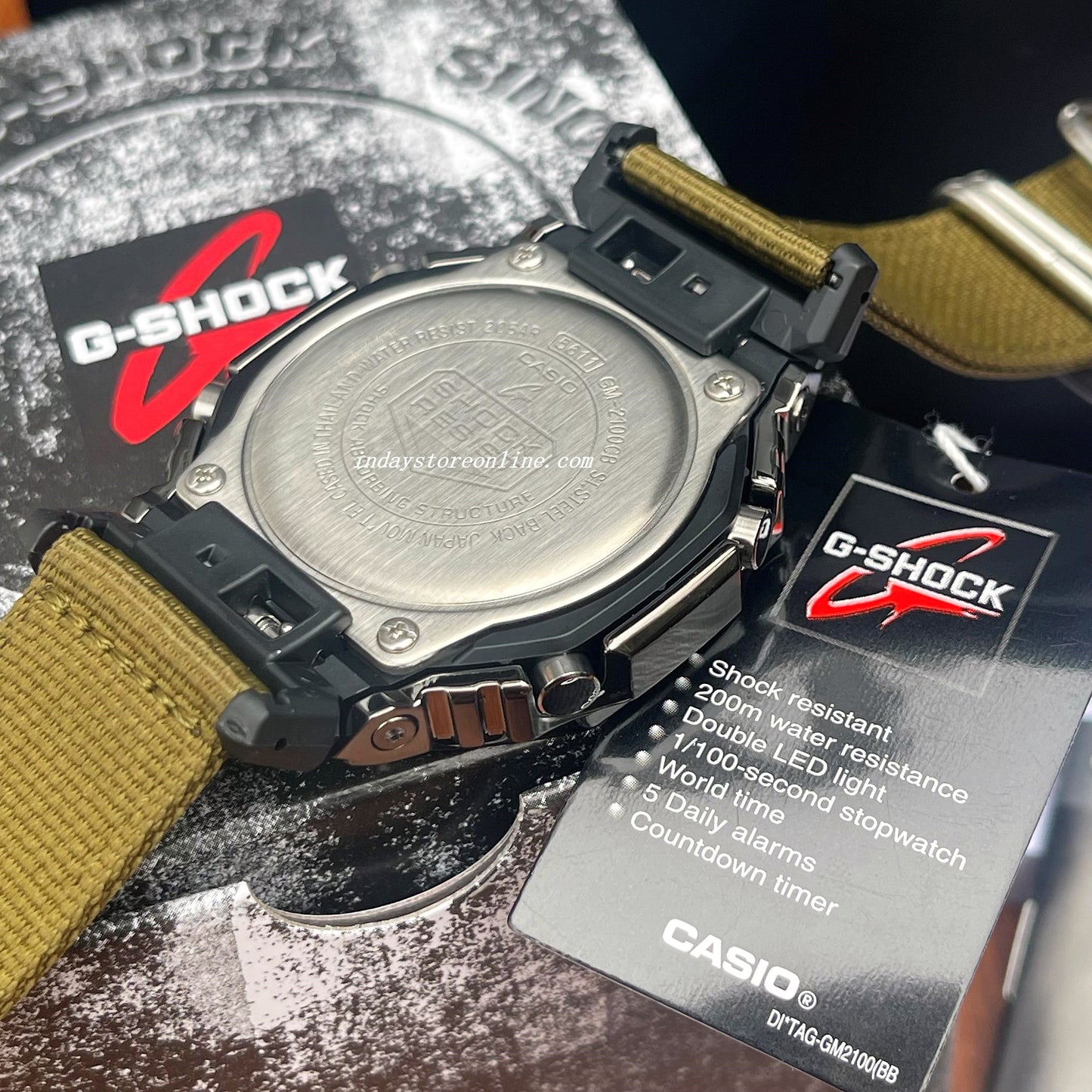 Casio G-Shock Men's Watch GM-2100CB-3A Analog-Digital Cloth Band Shock Resistant Mineral Glass