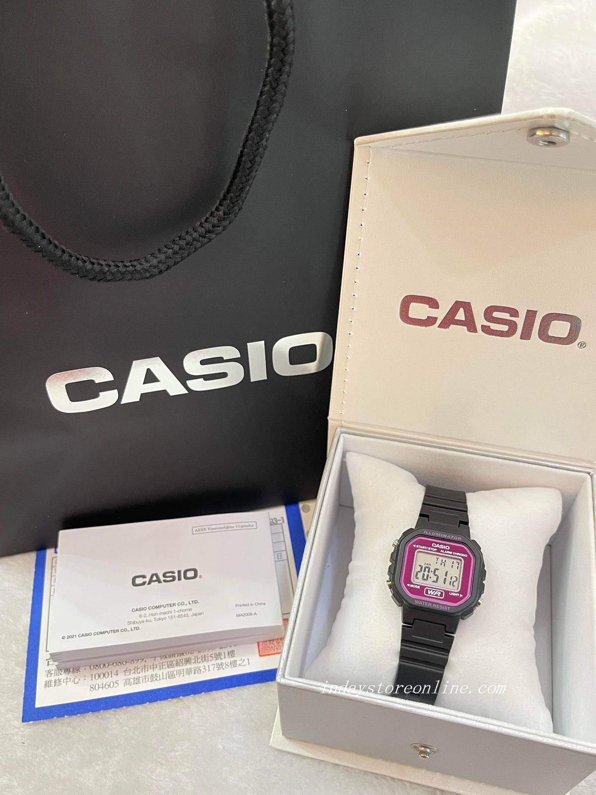 Casio LA-20WH-4A – Montre Femme Quartz Colorée Rose & Noir, Style Rétro Chic