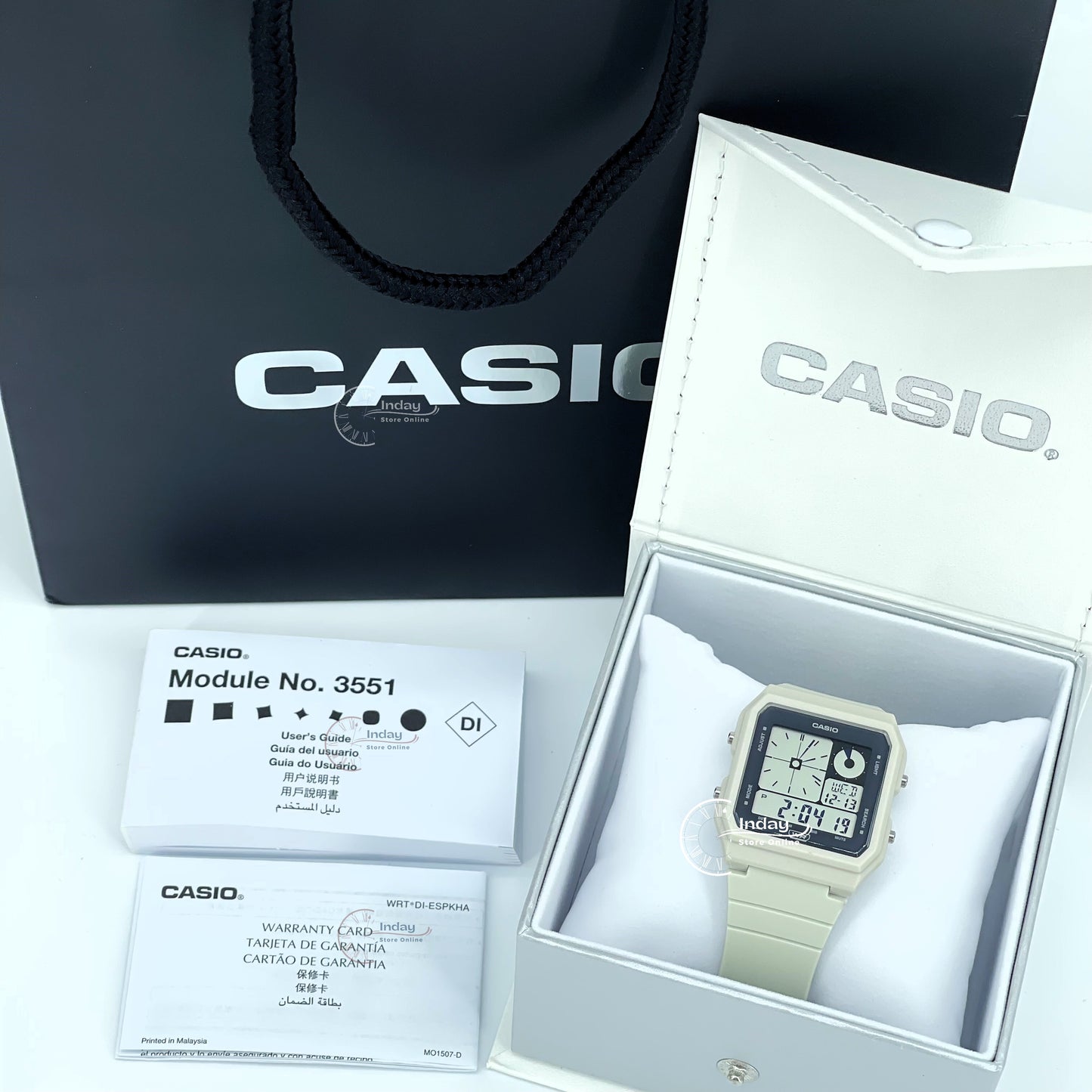 Casio Digital Unisex Watch LF-20W-8A Cream Color Resin Band