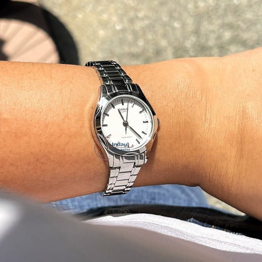 Casio Fashion Women's Watch LTP-1275D-7A Silver Stainless Steel Band Mineral Glass Triple-fold Clasp