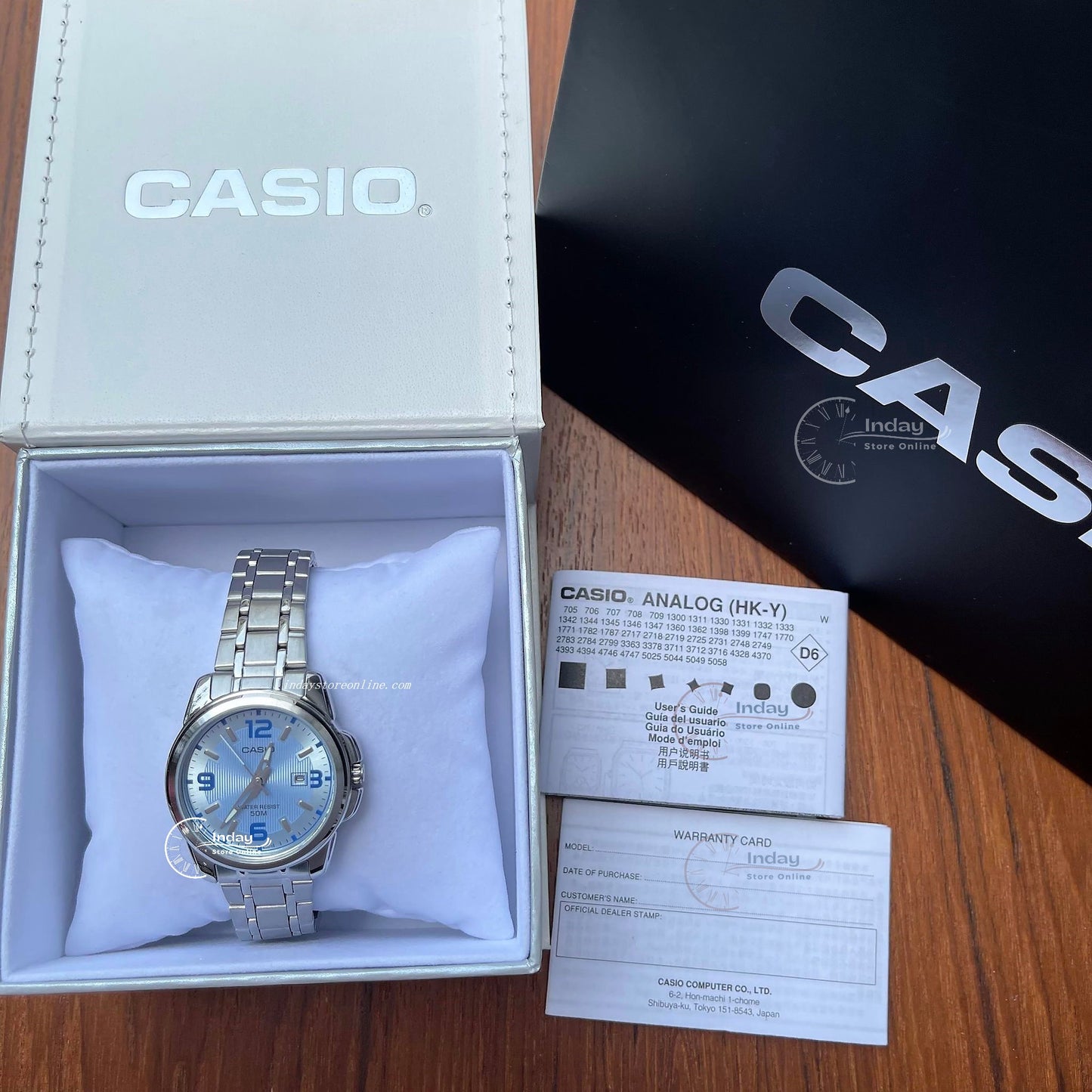 Casio Fashion Women's Watch LTP-1314D-2A Silver/Blue Stainless Steel Band Mineral Glass