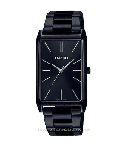 Casio Standard Women's Watch LTP-E156B-1A Black Plated Stainless Steel Strap