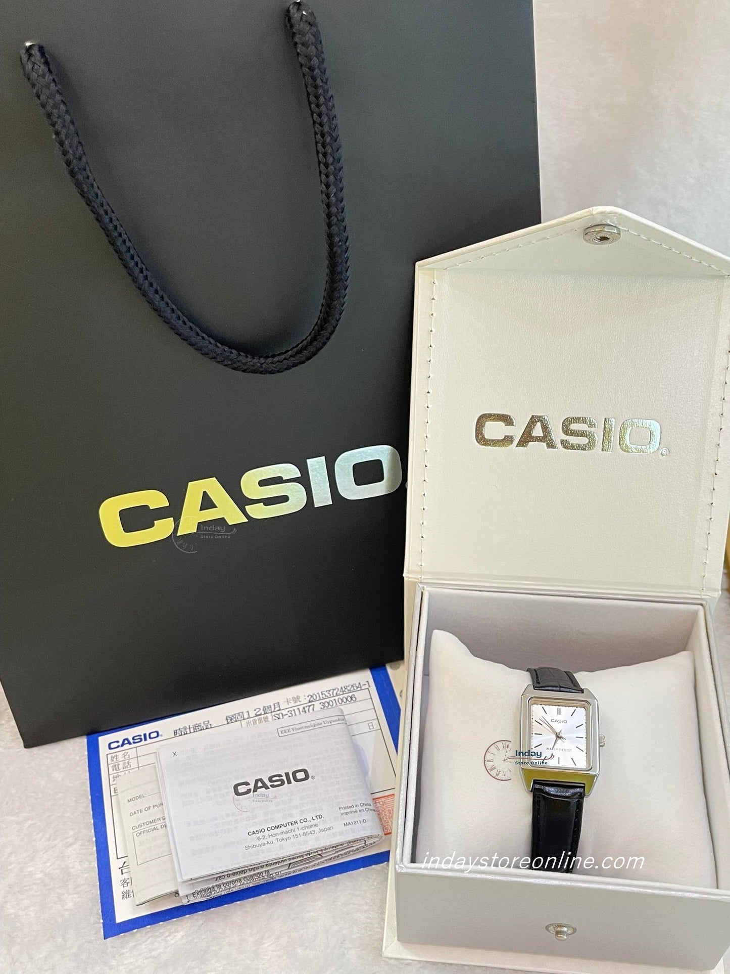 Casio Standard Women's Watch LTP-V007L-7E1 Square Type Black Leather Strap