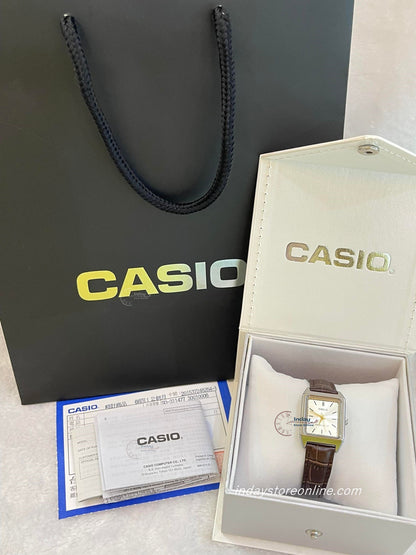 Casio Standard Women's Watch LTP-V007L-9E Square Type Brown Leather Strap