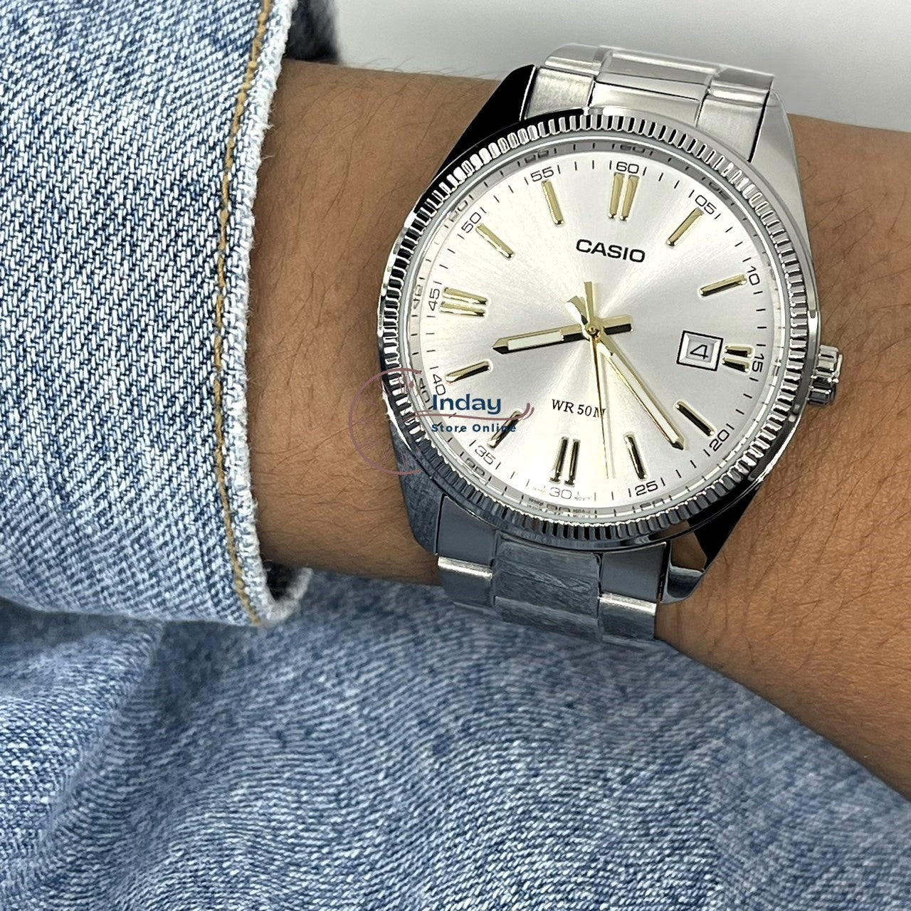 Casio Fashion Men's Watch MTP-1302D-7A2 Silver Plated Stainless Steel Band