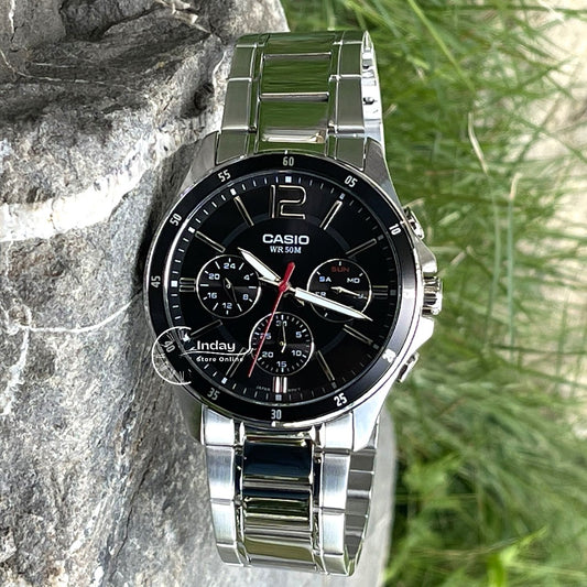 Casio Fashion Men's Watch MTP-1374D-1A Stainless Steel Band Mineral Glass