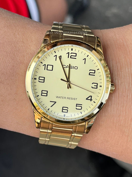 Casio Standard Men's Watch MTP-V001G-9B Gold Plated Stainless Steel Mineral Glass