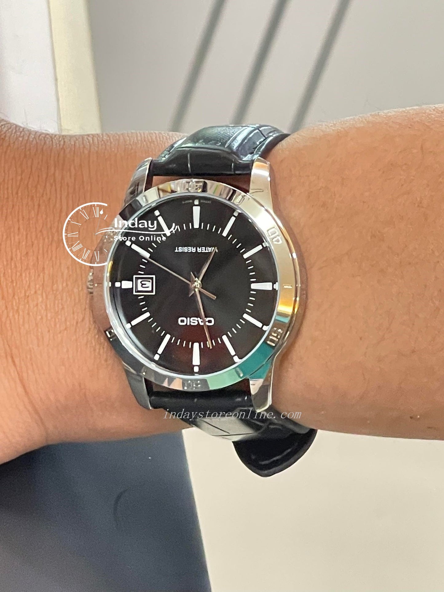 Casio Standard Men's Watch MTP-V004L-1A Black Leather Strap Mineral Glass
