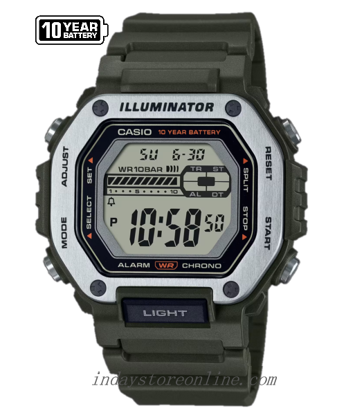 Casio Digital Men's Watch MWD-110H-3A Digital Resin Band Resin Glass Battery life: 10 years