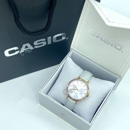 Casio Women's Watch Sheen SHE-3054PGL-2A Genuine Leather Band Mineral Glass