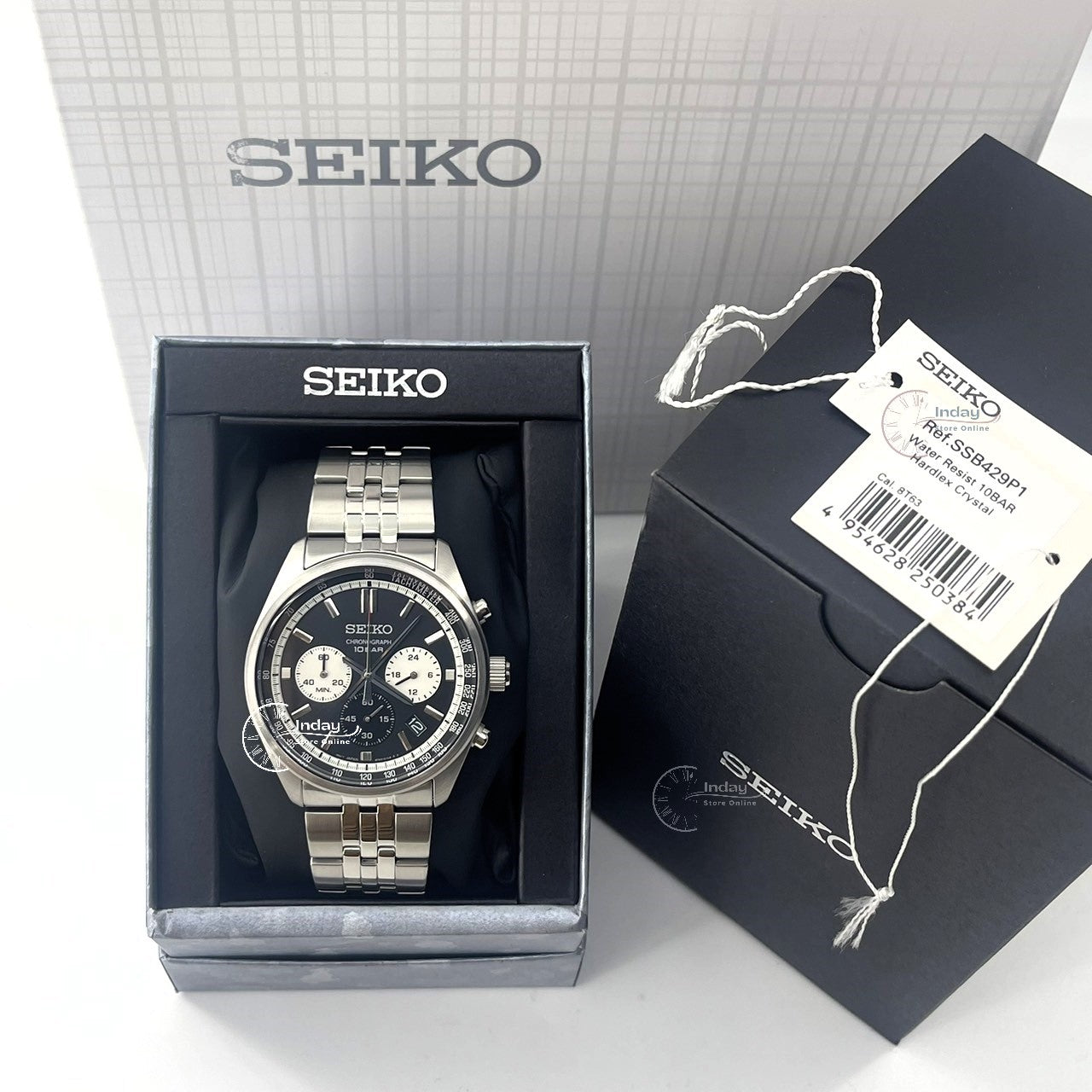 Seiko Men's Watch SSB429P1 Battery Operated Stainless Steel Hardlex Crystal