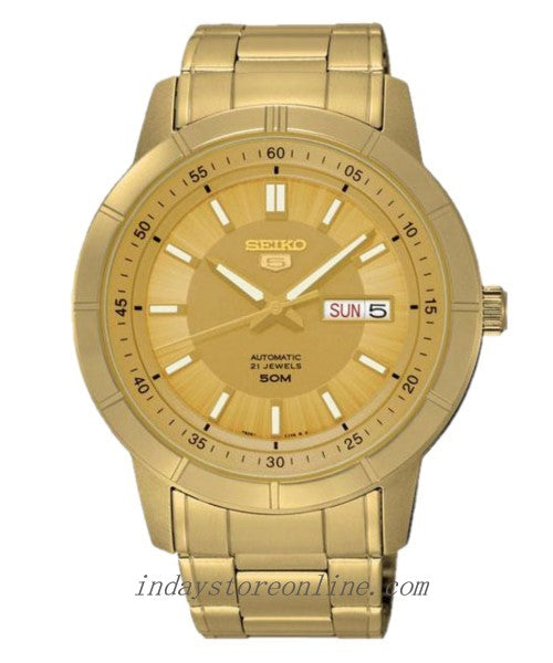 Seiko 5 Automatic Men's Watch SNKN62K1 Caliber 7S26 21 Jewels Hardlex Crystal Luminous Stainless Steel Band 43mm