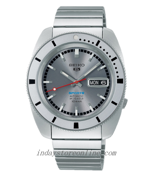Seiko 5 Sports Men's Watch SRPL03K1 Seiko 5 Sports SRPL03K1 Ash Blue 1968 Limited Edition Automatic Watch – Men's Vintage-Inspired Sports Watch, Stainless Steel, Ash Dial
