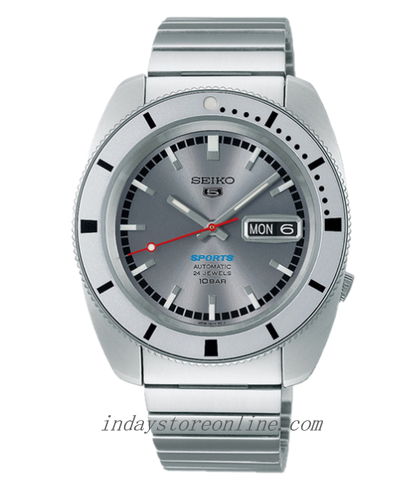 Seiko 5 Sports Men's Watch SRPL03K1 Seiko 5 Sports SRPL03K1 Ash Blue 1968 Limited Edition Automatic Watch – Men's Vintage-Inspired Sports Watch, Stainless Steel, Ash Dial