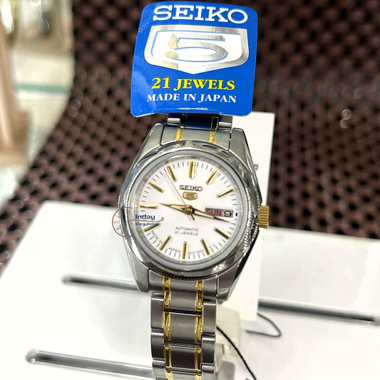 Seiko 5 Automatic Women's Watch SYMK19J1 21 Jewels Hardlex Crystal Luminous Two Tone Stainless Steel