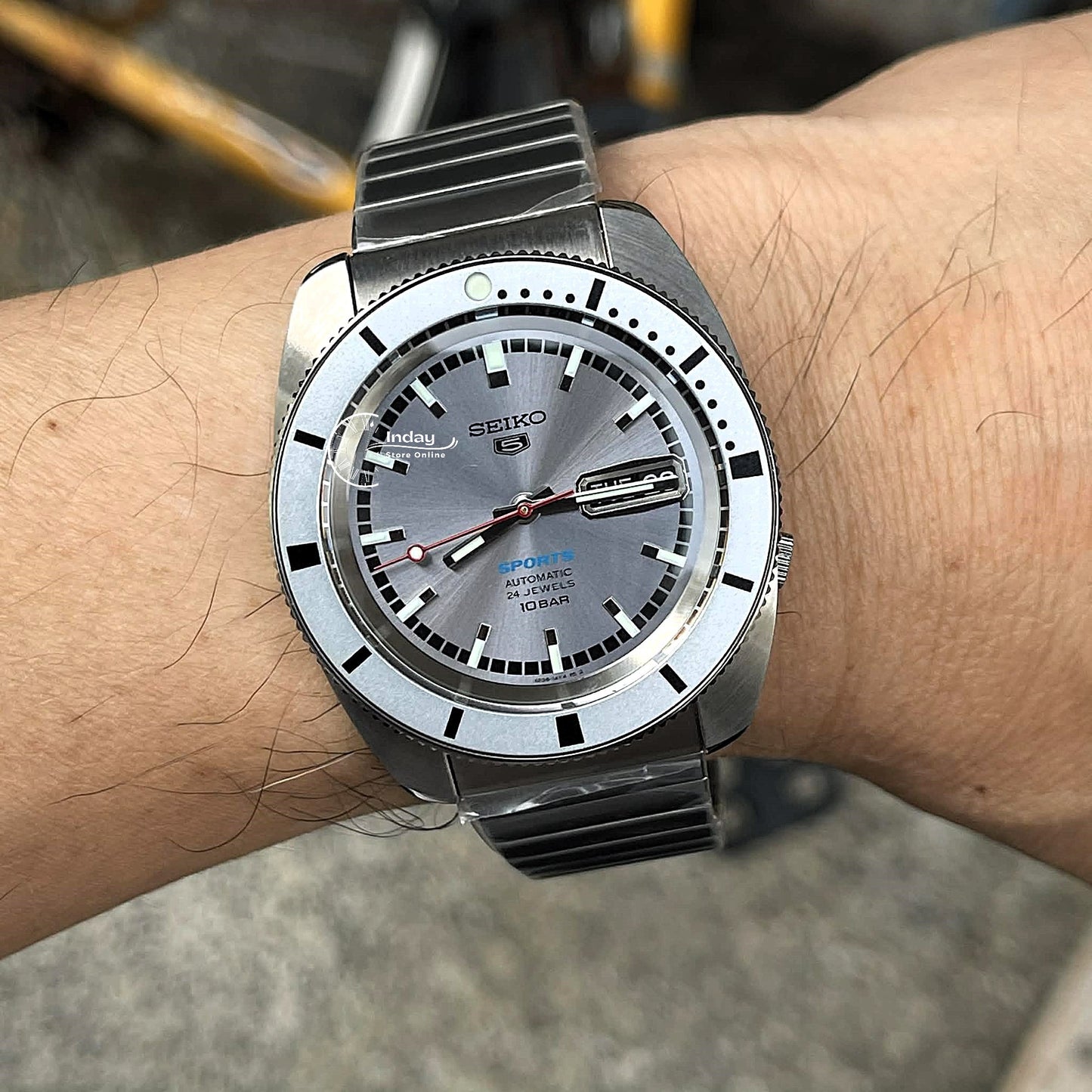 Seiko 5 Sports Men's Watch SRPL03K1 Seiko 5 Sports SRPL03K1 Ash Blue 1968 Limited Edition Automatic Watch – Men's Vintage-Inspired Sports Watch, Stainless Steel, Ash Dial