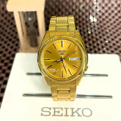 Seiko Automatic Men's Watch SNKL48K1 Gold Tone Stainless Steel See Through Case Back