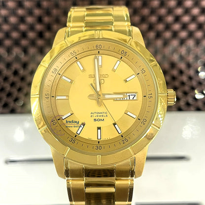 Seiko 5 Automatic Men's Watch SNKN62K1 Caliber 7S26 21 Jewels Hardlex Crystal Luminous Stainless Steel Band 43mm