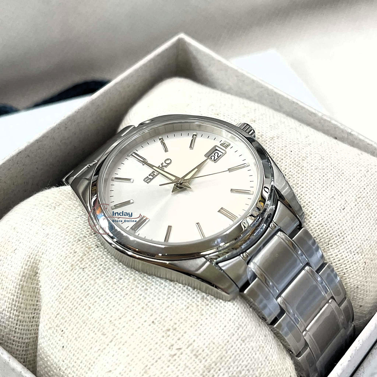 Seiko Men's Battery Operated Watch SUR307P1 Sapphire Crystal Luminous Stainless Steel Band Battery Life 3 Years
