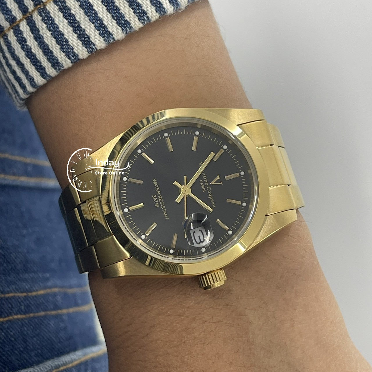 范倫鐵諾 古柏 Coupeau Men's Watch 12168KM-14 Gold Tone Stainless Steel Band